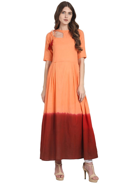 Nayo Coral short sleeve tie dye anarkali kurta