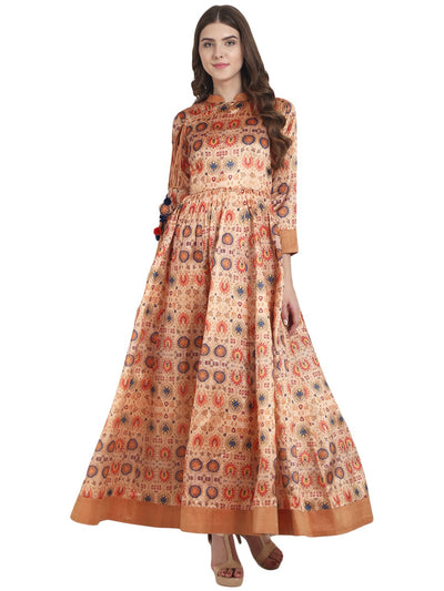 Nayo Rust printed dupion floor length Anarkali kurta