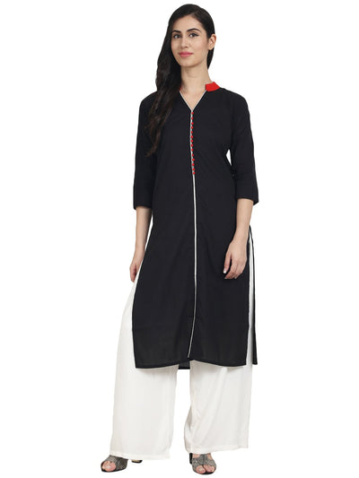 Nayo Blue Rayon 3/4th Sleeve straight Kurta