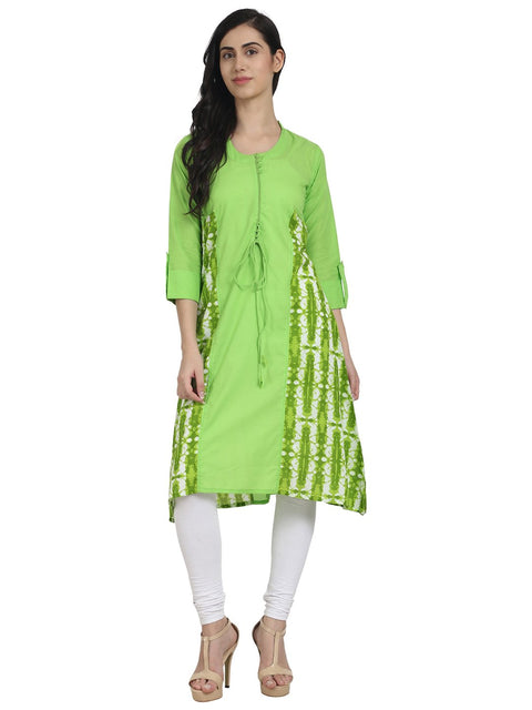 Nayo Women Green printed 3/4th Sleeve A-line Kurta
