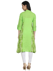 Nayo Women Green printed 3/4th Sleeve A-line Kurta