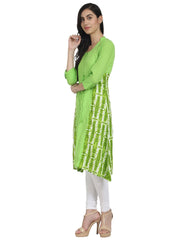 Nayo Women Green printed 3/4th Sleeve A-line Kurta