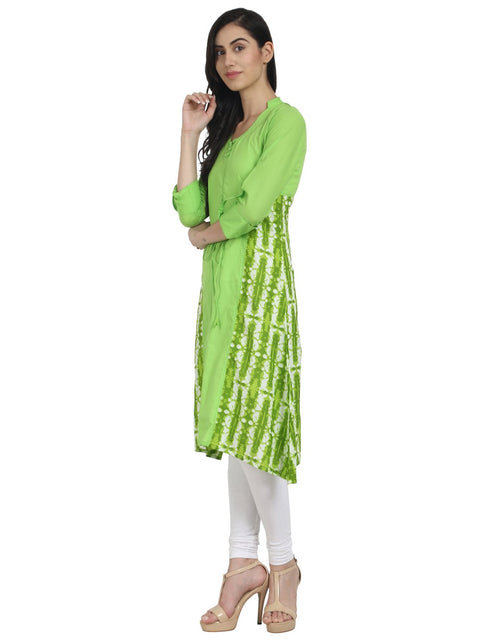 Nayo Women Green printed 3/4th Sleeve A-line Kurta
