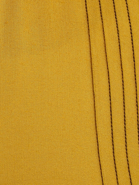 Solid Yellow 3/4th Sleeve rayon A-line Kurta with pleats work at yoke