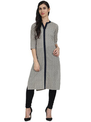 Black Printed 3/4th Sleeve cotton Kurta