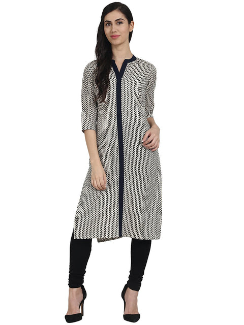 Black Printed 3/4th Sleeve cotton Kurta