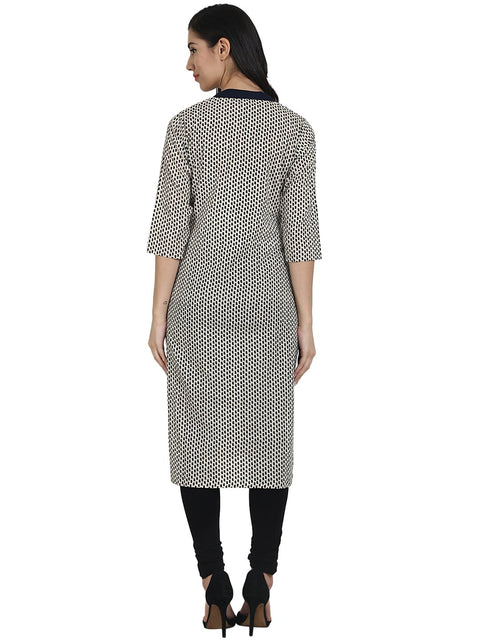 Black Printed 3/4th Sleeve cotton Kurta