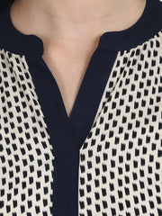 Black Printed 3/4th Sleeve cotton Kurta