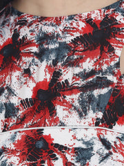 Red Printed 3/4th Sleeve rayon anarkali kurta