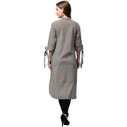 Black printed 3/4th sleeve cotton Low High Kurta