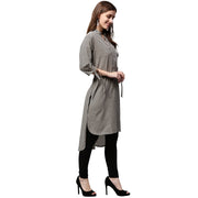 Black printed 3/4th sleeve cotton Low High Kurta