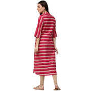 Red & White printed Sleeveless cotton Slub Anarkali kurta