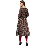 Black printed full sleeve Cotton A-line Kurta