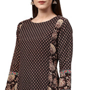 Black printed full sleeve Cotton A-line Kurta