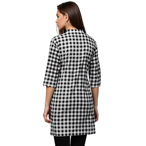 Black printed 3/4th Sleeve Cotton tunic