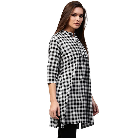 Black printed 3/4th Sleeve Cotton tunic
