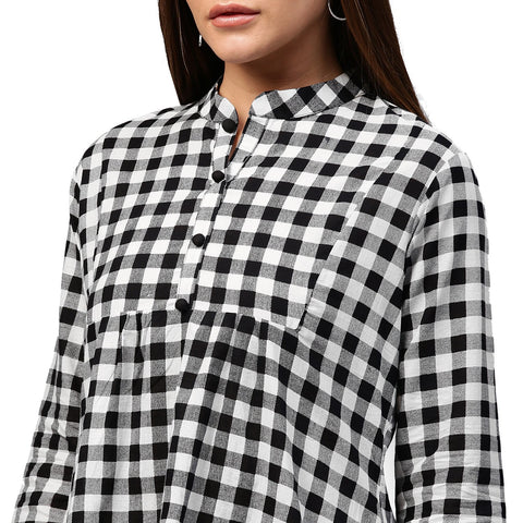 Black printed 3/4th Sleeve Cotton tunic