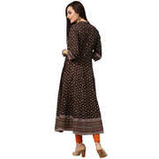 Olive Green printed 3/4th Sleeve Cotton Anarkali Kurta