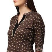 Olive Green printed 3/4th Sleeve Cotton Anarkali Kurta