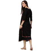 Black printed 3/4th Sleeve Anarkali Kurta with Double layer in front