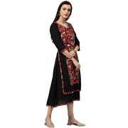 Black printed 3/4th Sleeve Anarkali Kurta with Double layer in front