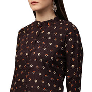Coffee Brown printed 3/4th sleeve Rayon Low High Kurta