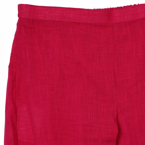 Pink 3/4th Sleeve Cotton Slub Anarkali kurta with pink flared Palazzo