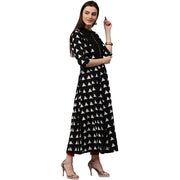 Black printed 3/4th Sleeve Cotton Anarkali kurta