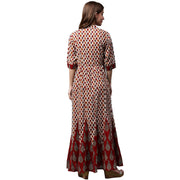 Multi printed Half sleeve cotton long anarkali kurta