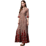 Multi printed Half sleeve cotton long anarkali kurta