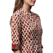 Multi printed Half sleeve cotton long anarkali kurta