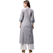 Off white 3/4th Sleeve Cotton A-line kurta