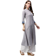 Off white 3/4th Sleeve Cotton A-line kurta