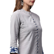 Off white 3/4th Sleeve Cotton A-line kurta