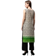 White printed Sleeveless cotton Kurta