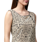 White printed Sleeveless cotton Kurta