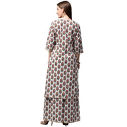 White printed 3/4th sleeve cotton kurta With printed Palazzo