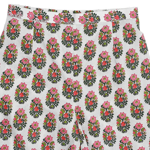 White printed 3/4th sleeve cotton kurta With printed Palazzo