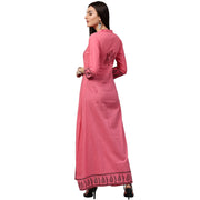 Red printed 3/4th sleeve cotton A-line kurta