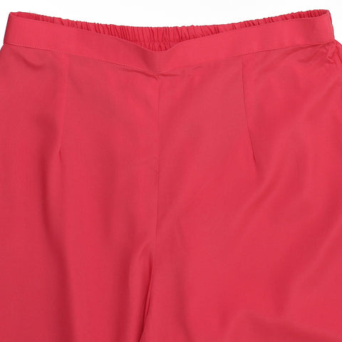 Red 3/4th sleeve crepe kurta with tussel work at yoke with white printed palazzo