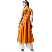 Mustard sleeveless cotton Anarkali kurta