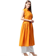 Mustard sleeveless cotton Anarkali kurta