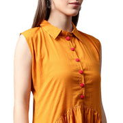 Mustard sleeveless cotton Anarkali kurta