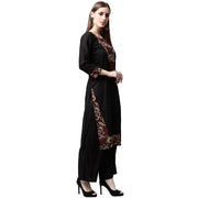 Black printed 3/4th sleeve cotton kurta