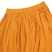 Red printed 3/4th sleeve cropped anarkali kurta with yellow printed skirt