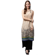 Off White printed sleeveless cotton kurta