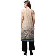 Off White printed sleeveless cotton kurta