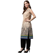 Off White printed sleeveless cotton kurta