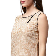 Off White printed sleeveless cotton kurta