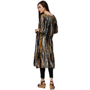 Multi printed 3/4th sleeve cotton kurta with side pocket